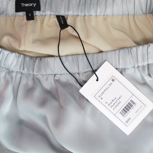 NWT Theory Silk Wide-Leg Cropped Pants, Mist Blue, Small | Light & Luxe Workwear - Picture 5 of 8